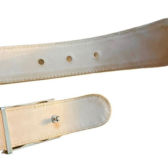 Vintage Escada Yellow Animal Crocodile Pattern Print Leather Belt 40 S main image 5